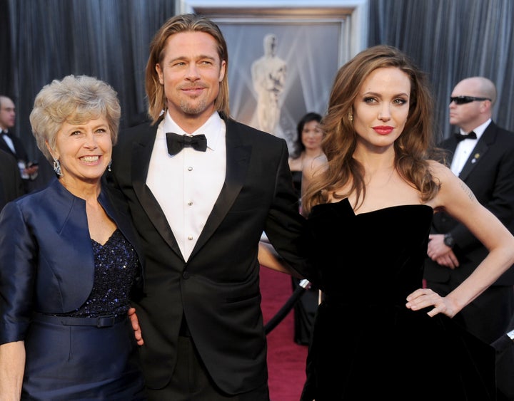 Brad Pitt's mother, Jane Pitt, has died at the age of 84. Here, the retired school counselor and mother of three is pictured with her son and his ex-wife Angelina Jolie at the 2012 Academy Awards.