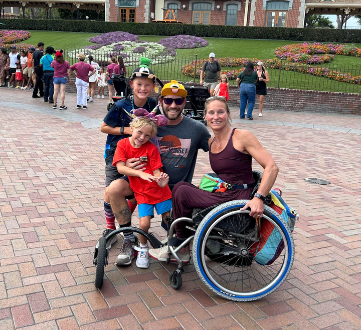 The author and her family on vacation at Disneyland in 2024 in California.